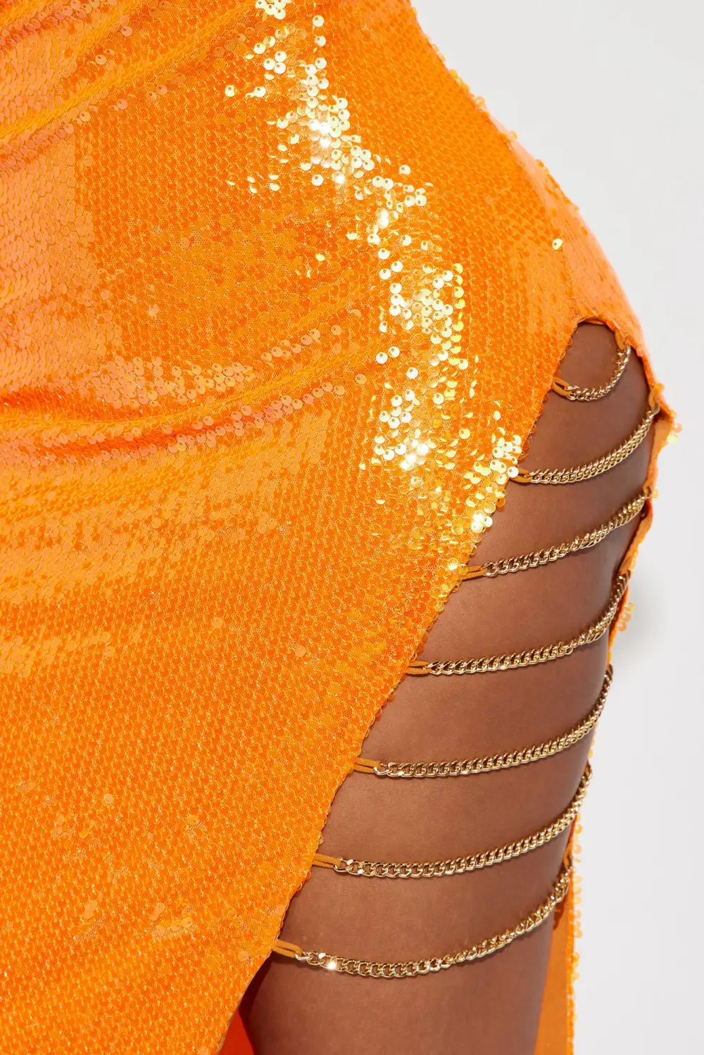 Daphne Sequin Maxi Dress - Orange