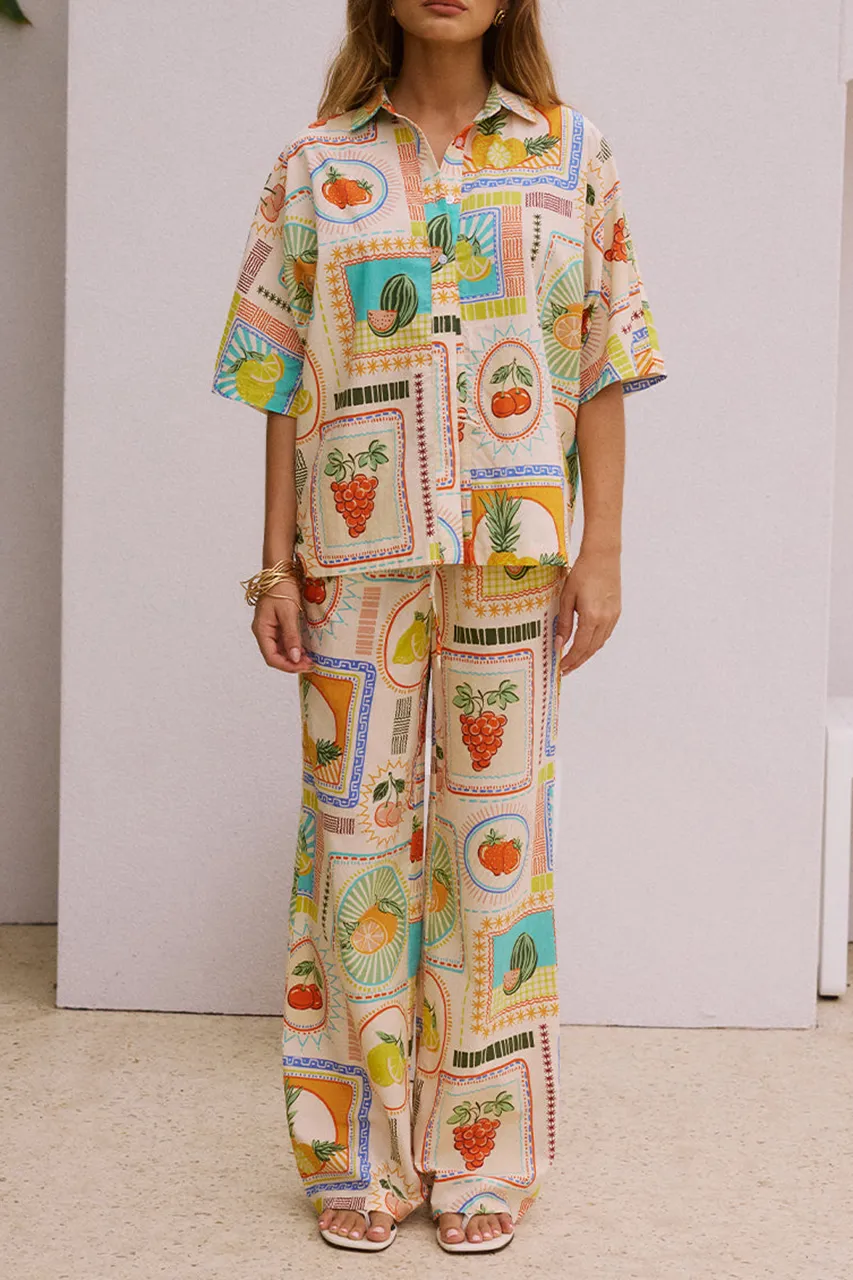 Art Print Wide-Leg Pants