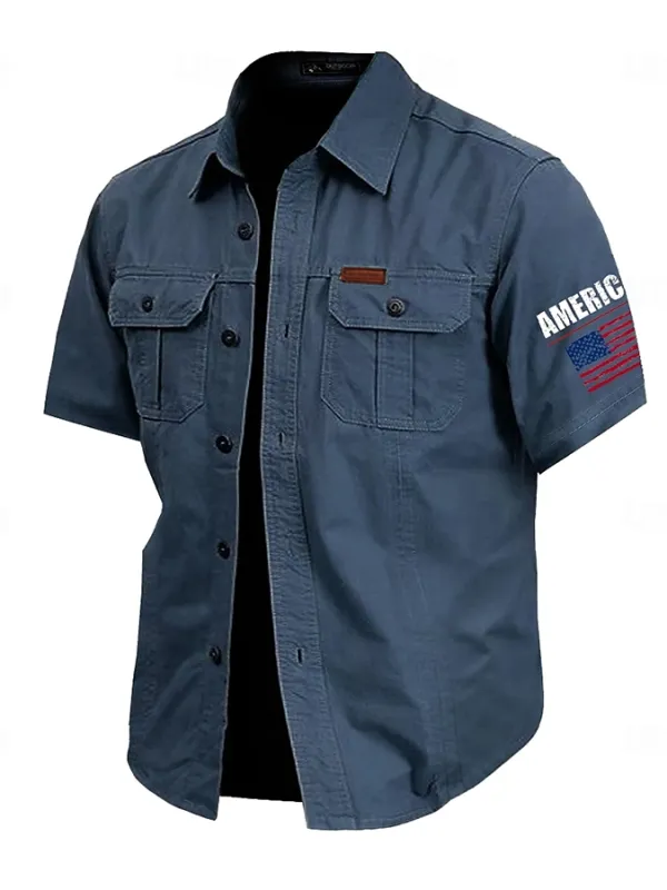 Men's America Flag Print Short Sleeve Shirt