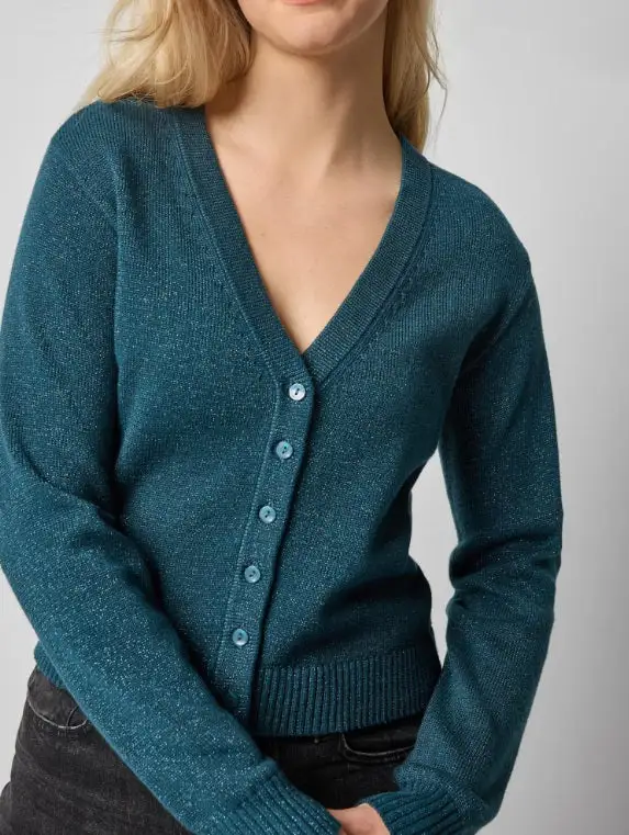 V-Neck Button Front Knit Cardigan