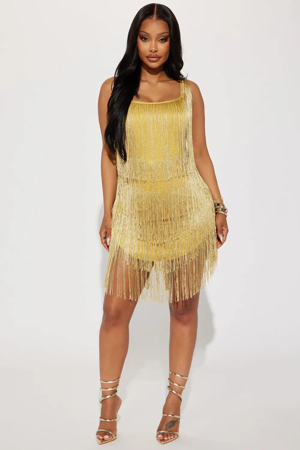 Shake It Up Mini Dress - Gold