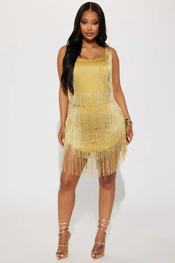 Shake It Up Mini Dress - Gold
