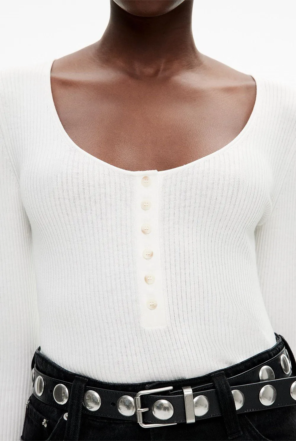 Round Neck Button-Up Knitted Sweater
