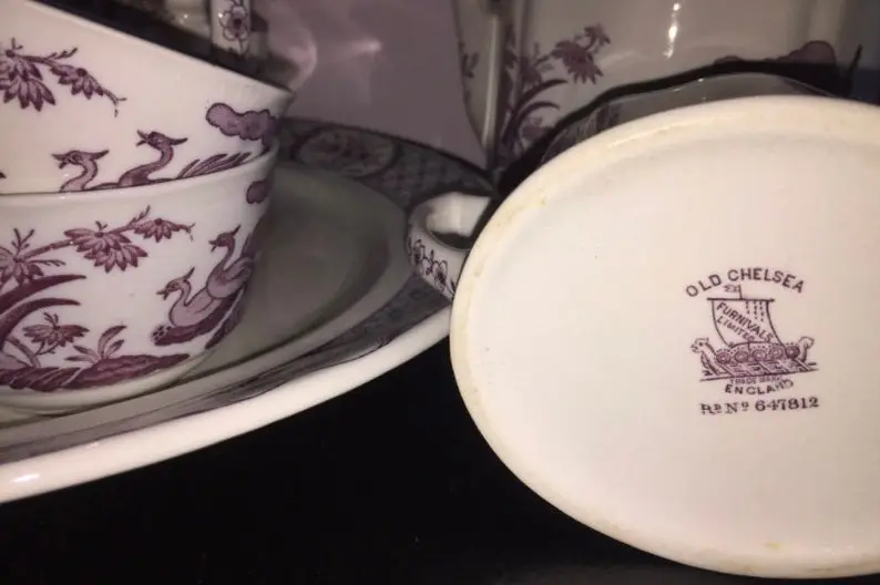 Old Chelsea furnivals RARE purple chinaware set