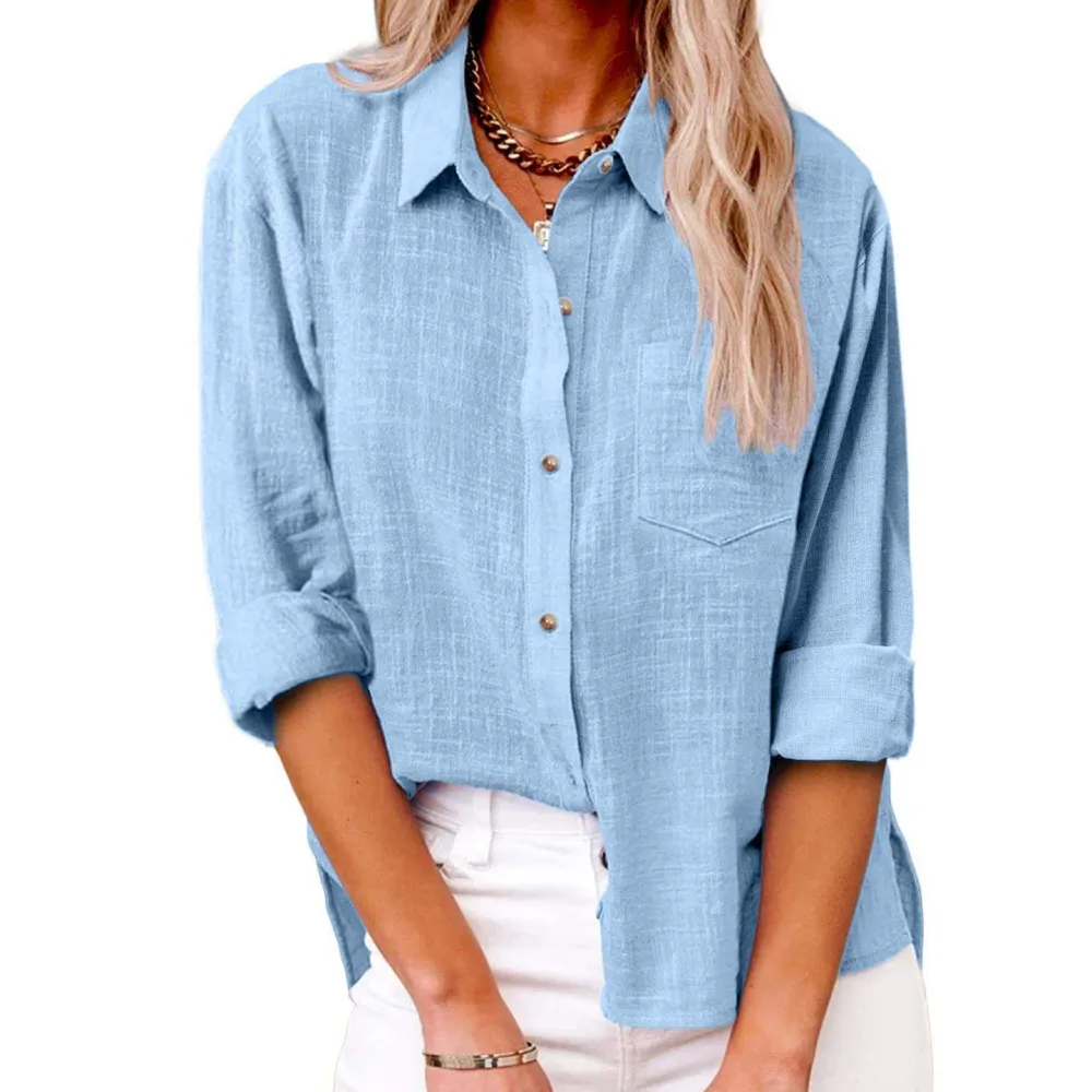 Women’s Linen Blend Button-Up Shirt