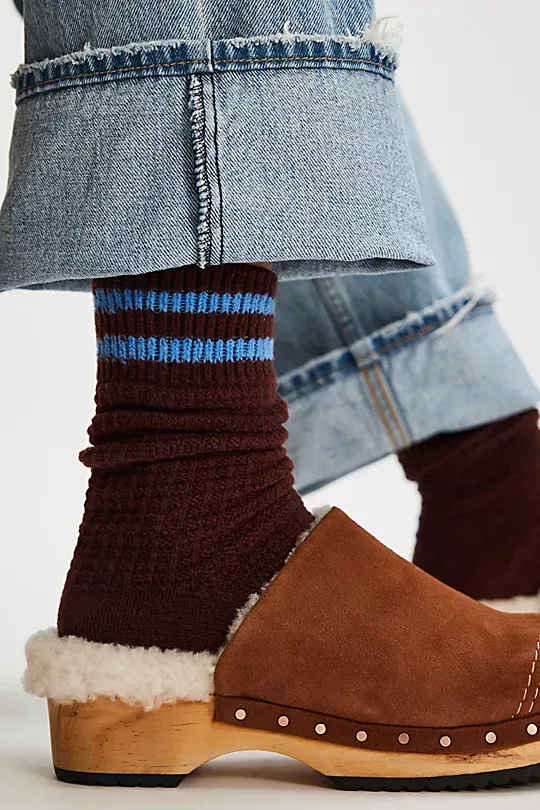 Cozy Stripe Socks Blue