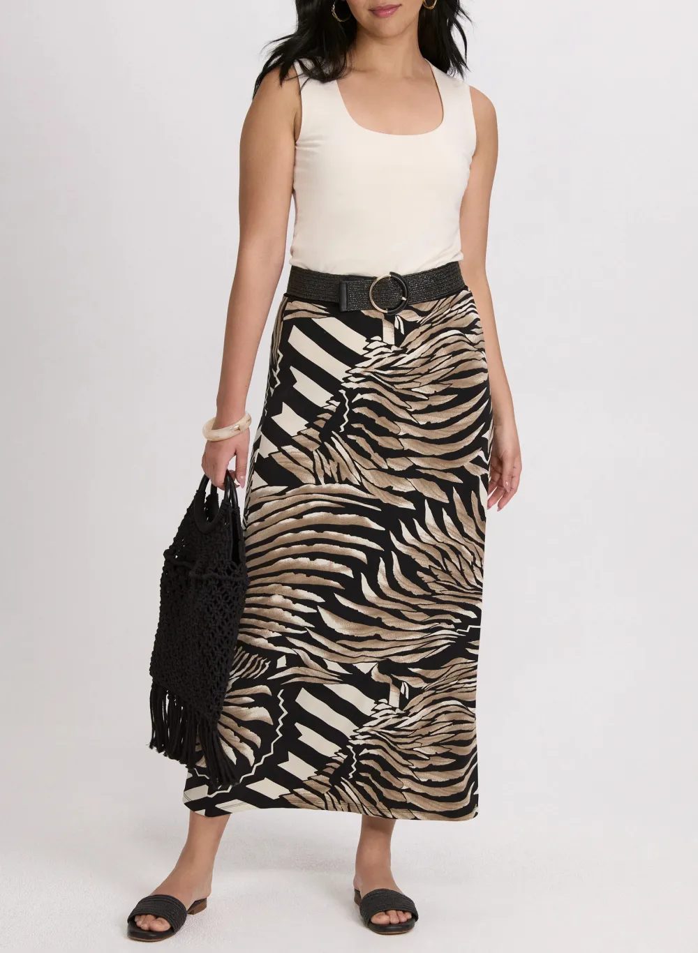 Casual A-Line Skirt With Abstract Pattern