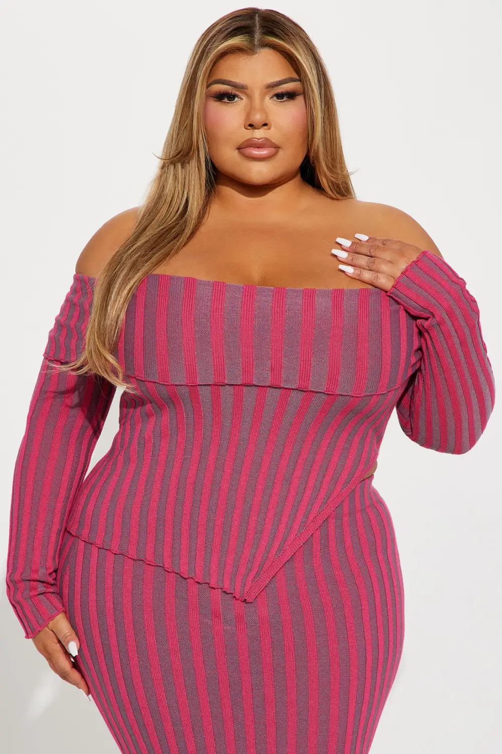 Elena Sweater Skirt Set - Fuchsia