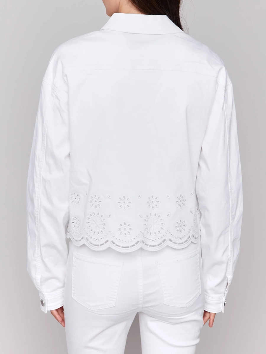 Pure Cotton Art Hollow Women's White Coat