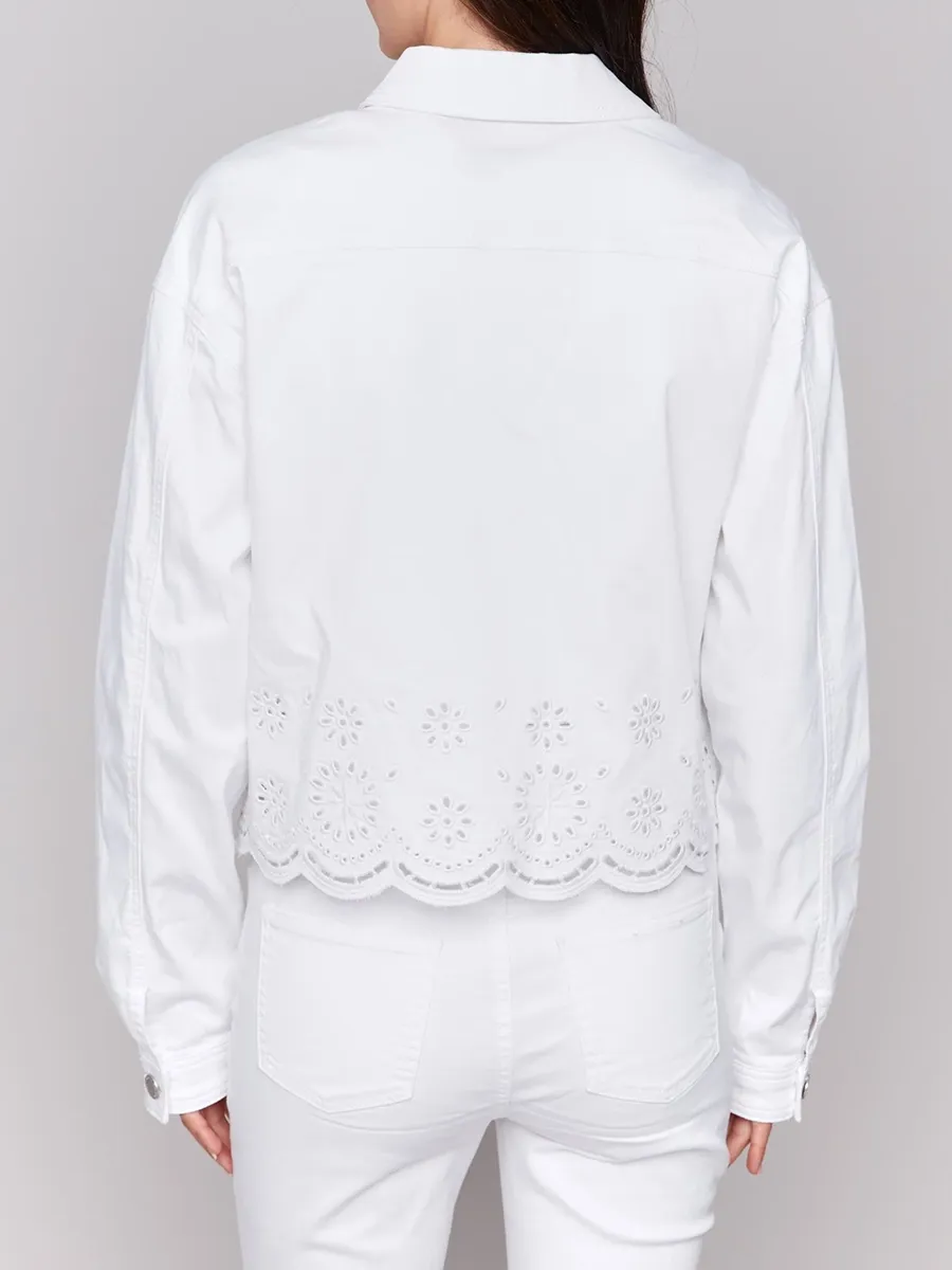 Pure Cotton Art Hollow Women's White Coat
