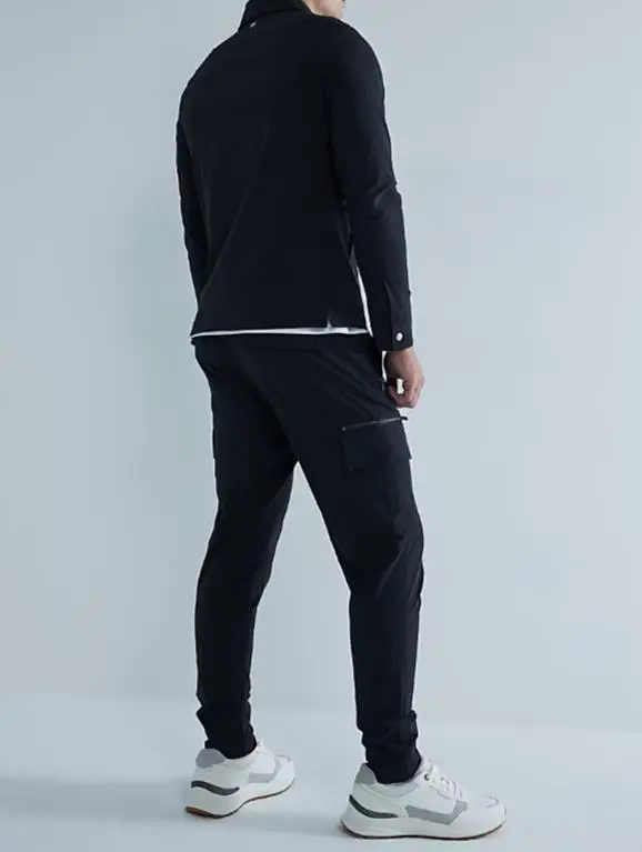 Black Stylish Zippered Lapel Men's Jacket