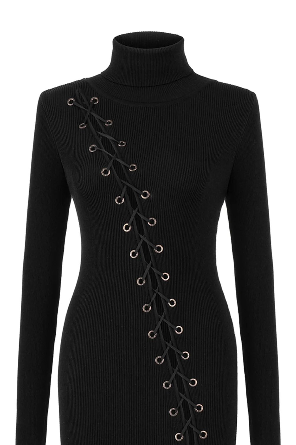 Lace-Up Maxi Dress-Black