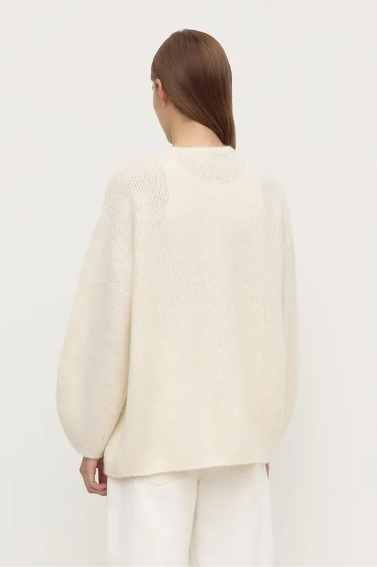 Cream Alpaca Blend Open-Front Cardigan