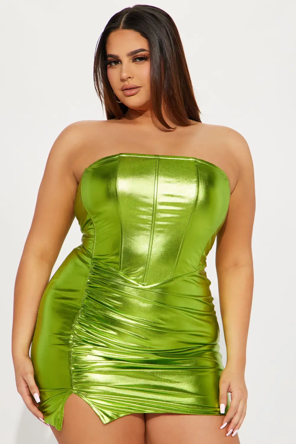 Neptune Metallic Mini Dress - Lime
