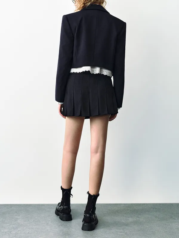 A Black School-Style Uniform Jacket For Ladies