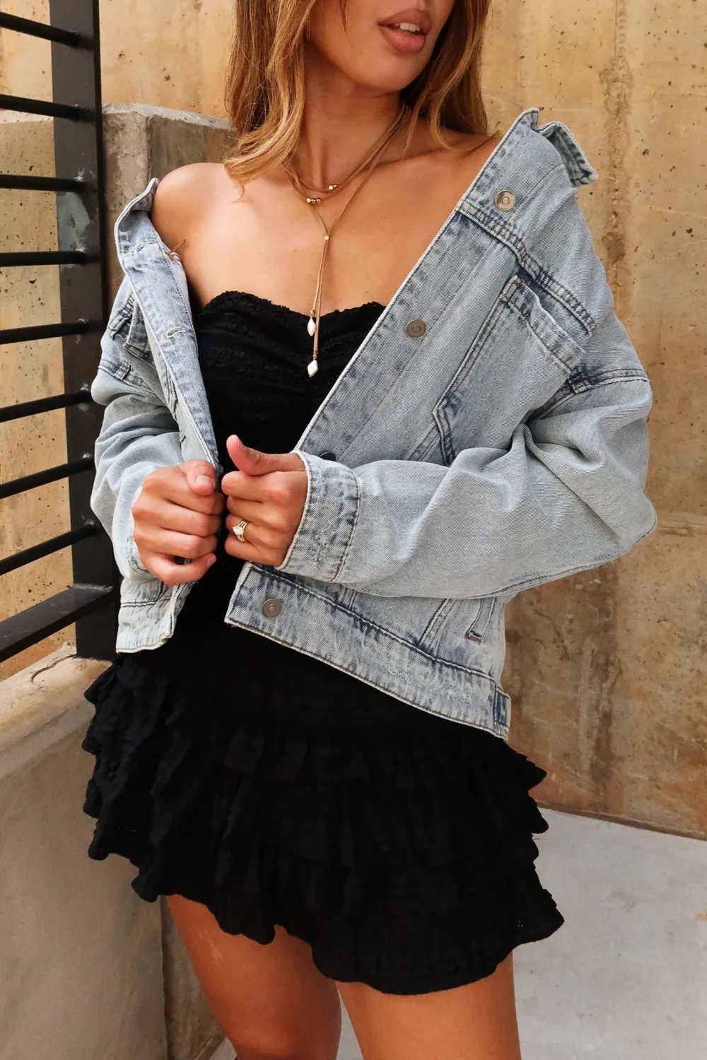 Button Up Dropped Shoulder Jacket