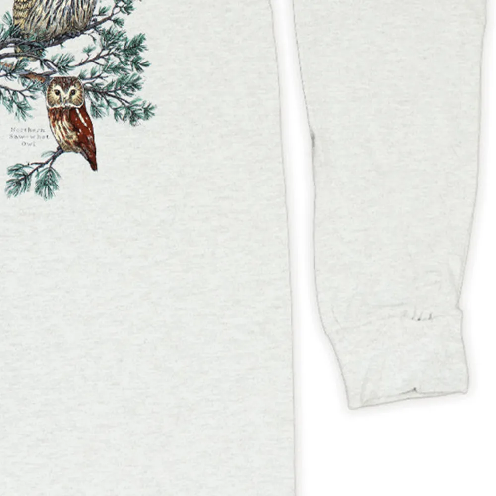 Owl Print Round Neck Long Sleeved Women's T-Shirt