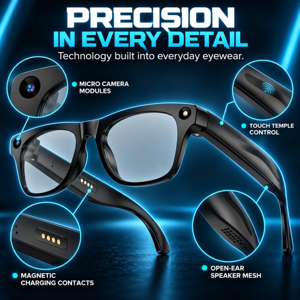 AI Smart Glasses: Flagship AI Chip Translation, HD Camera, Auto Focus