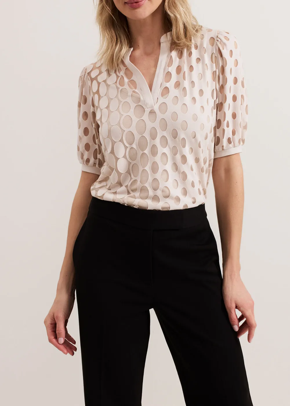 Designer Geometric Semi-Transparent Top For Women