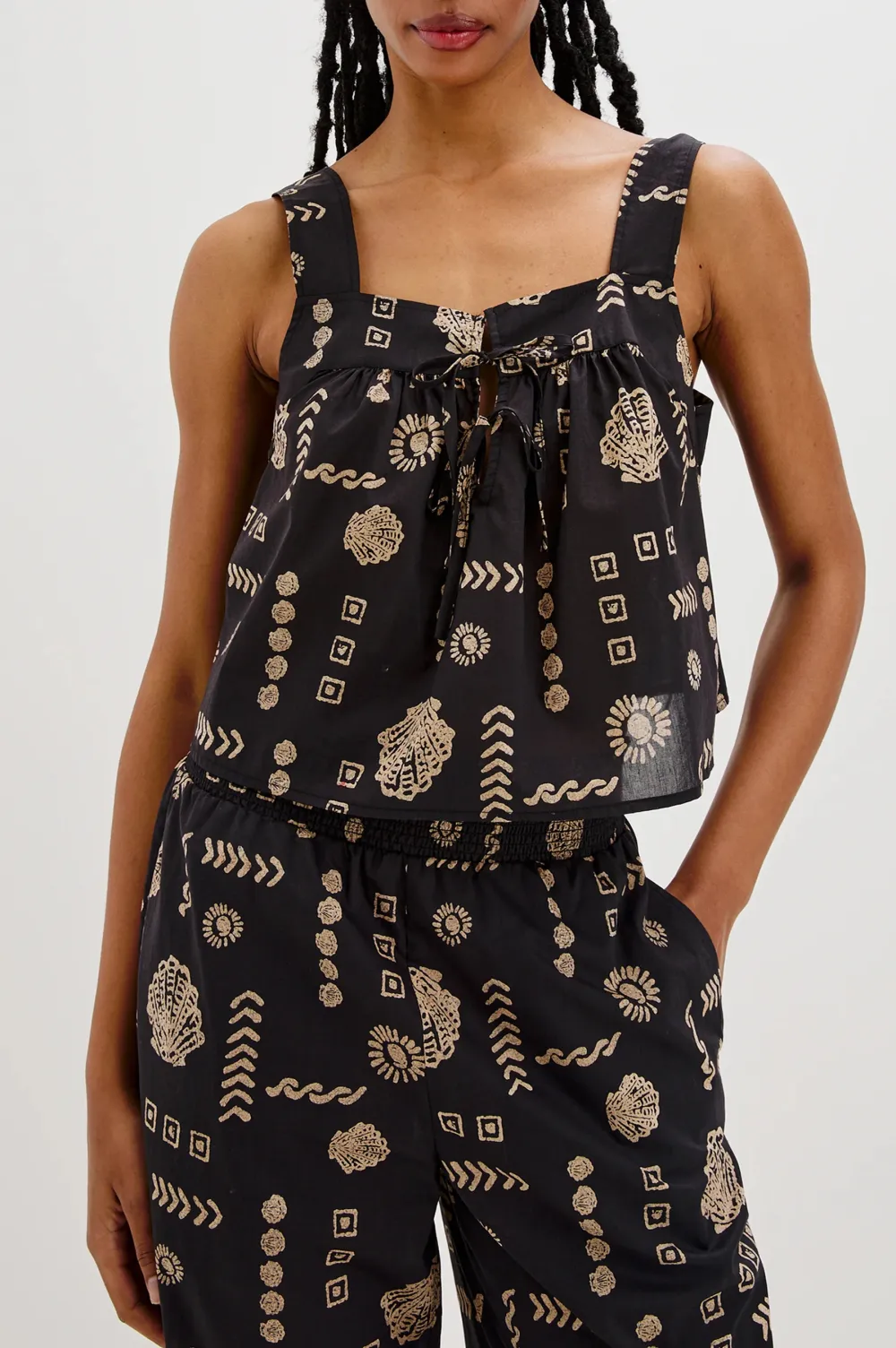 Art Print Square-Necked Top