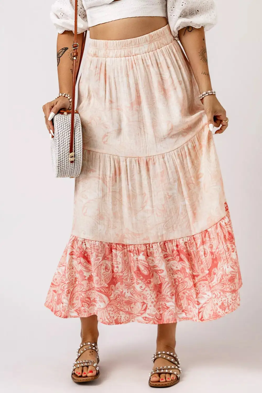 Tailored Maxi Floral Print Skirt