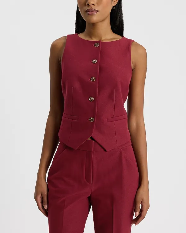 Boat Neck Blazer Vest + Trouser Flare Pant