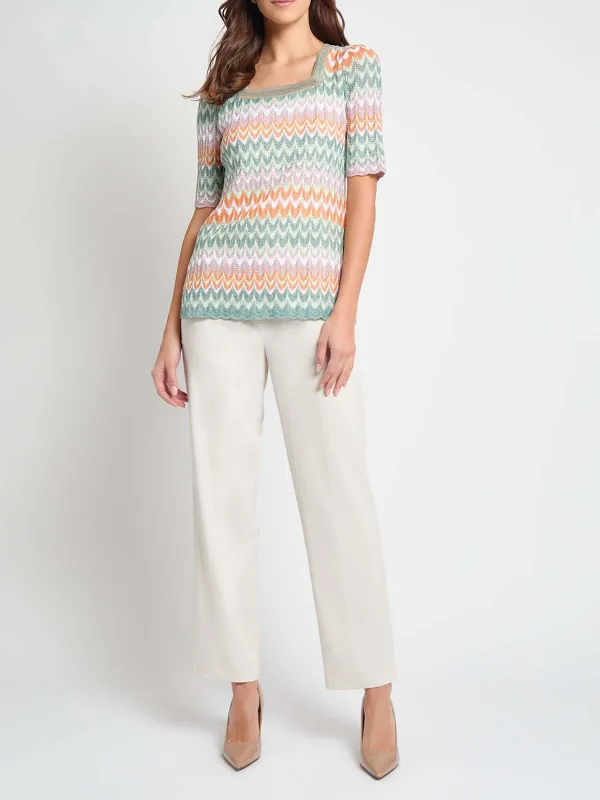 Square Collar Contrasting Color Tunic