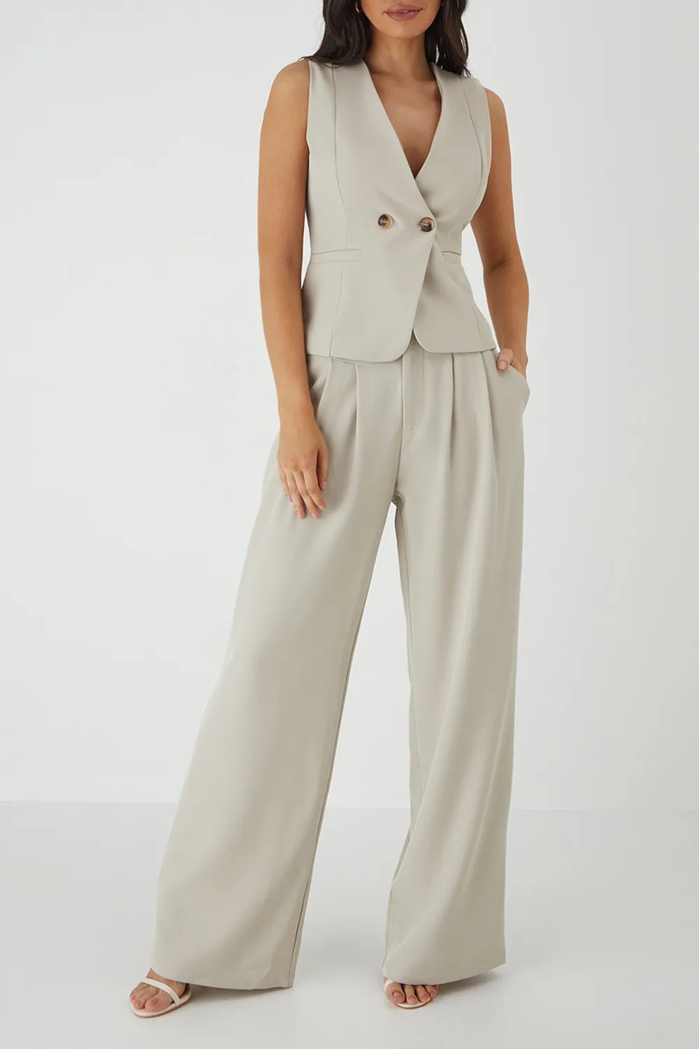 Slim Fit Two Button Women's Vest