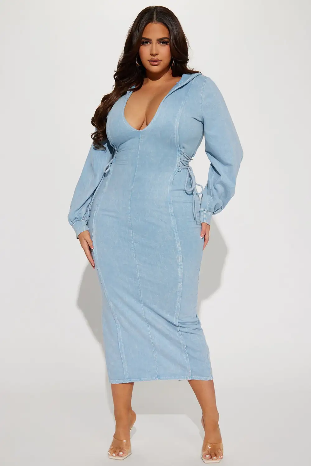 The Grind Hooded Maxi Dress - Light Blue