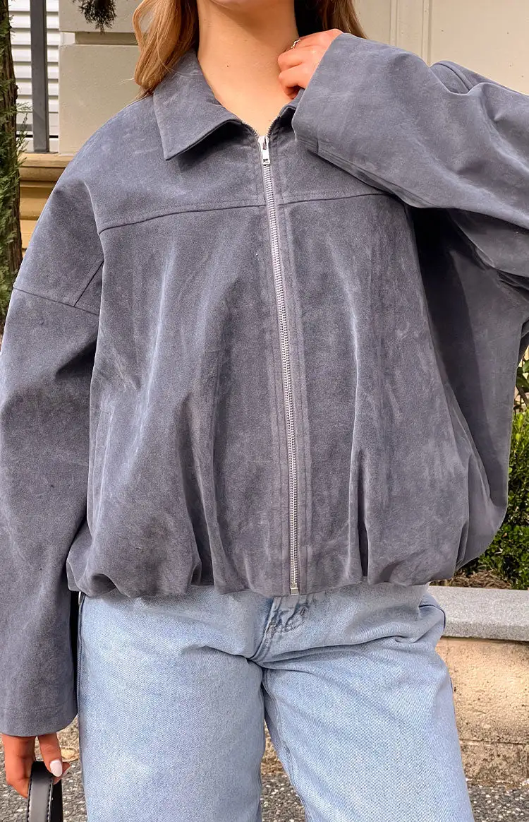 Bomber Steel Suedette Jacket