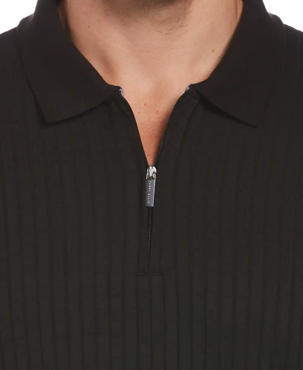 Quarter Zip Ribbed Polo