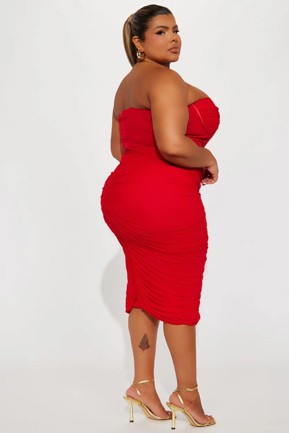 In Your World Mesh Midi Dress - Red