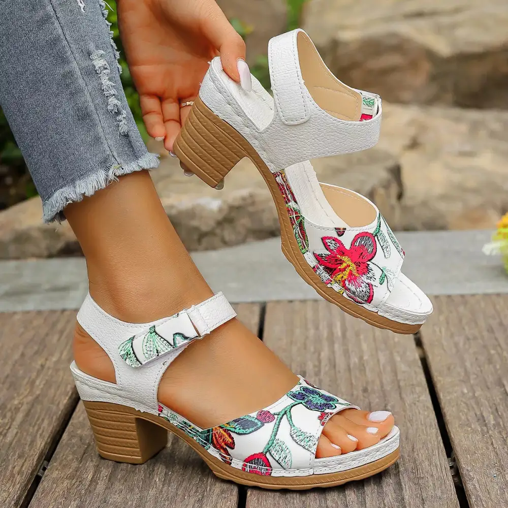 Refined Open Toe Block Heel Sandals