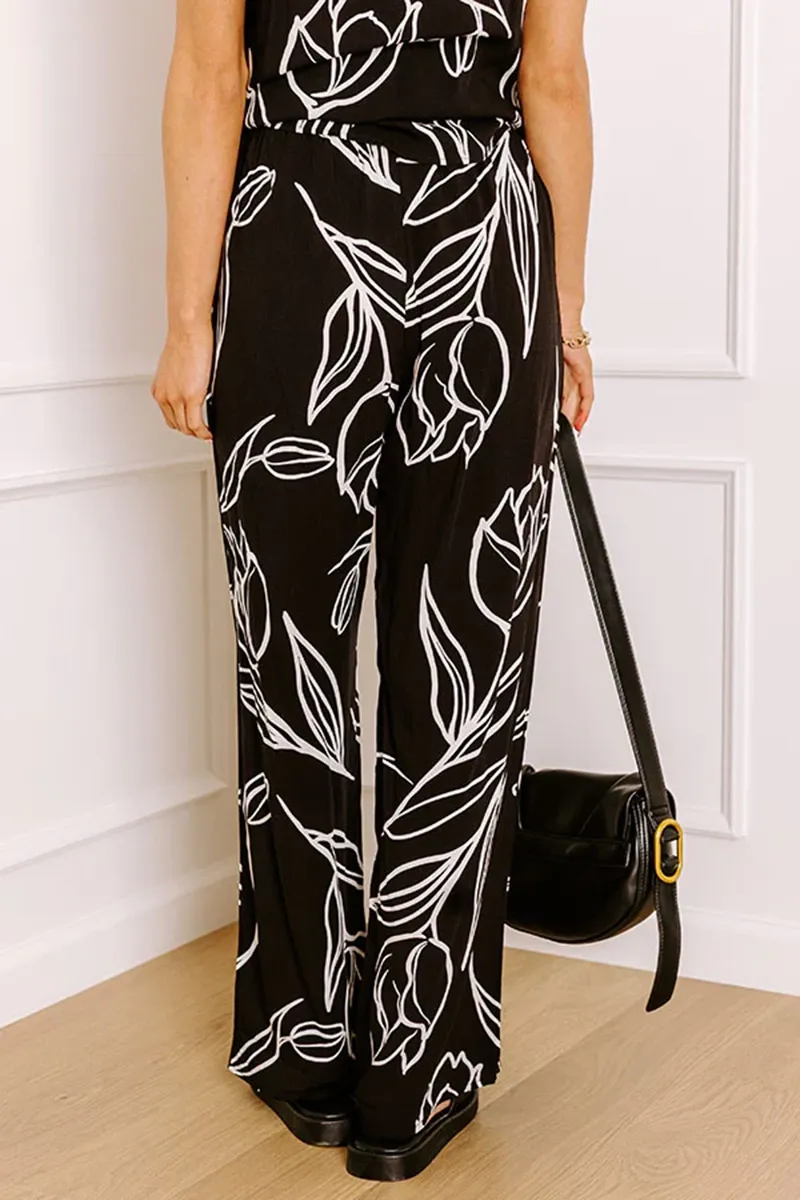 Exquisite Fashion Art Floral Women's Wide Leg Pants