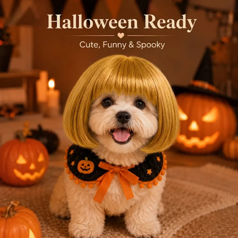 Cute Short Hair Wig Pet Headband, Funny Pet Wig Hair Accessories for Dogs & Cats