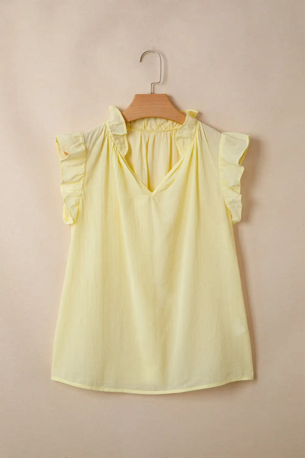 V Neck Ruffle Trim Sleeveless Shift Top