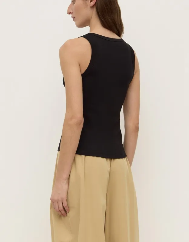 Black Ribbed Scoop-Neck Tank