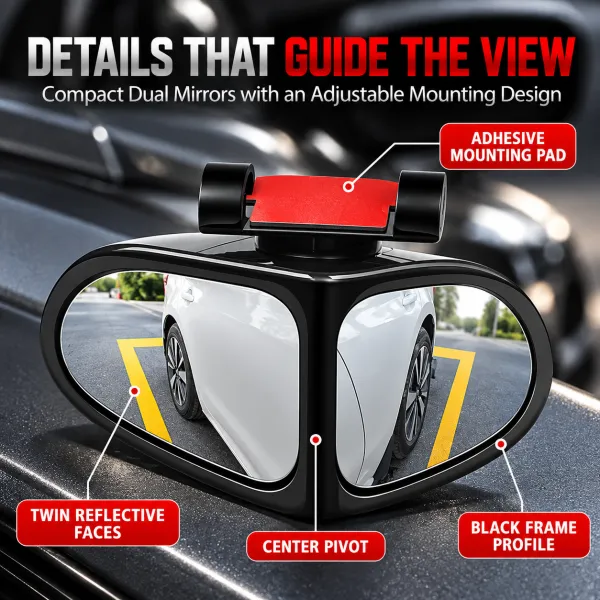 360° dual-lens blind spot rearview mirror