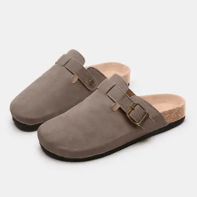 Buckle Suede Slides