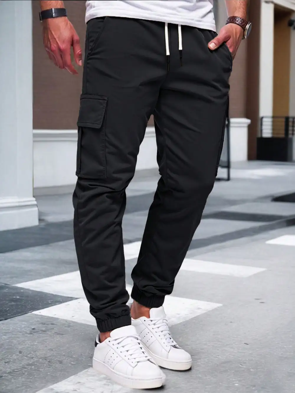 Men's  Tapered Cargo Pants Pockets Waist Leg