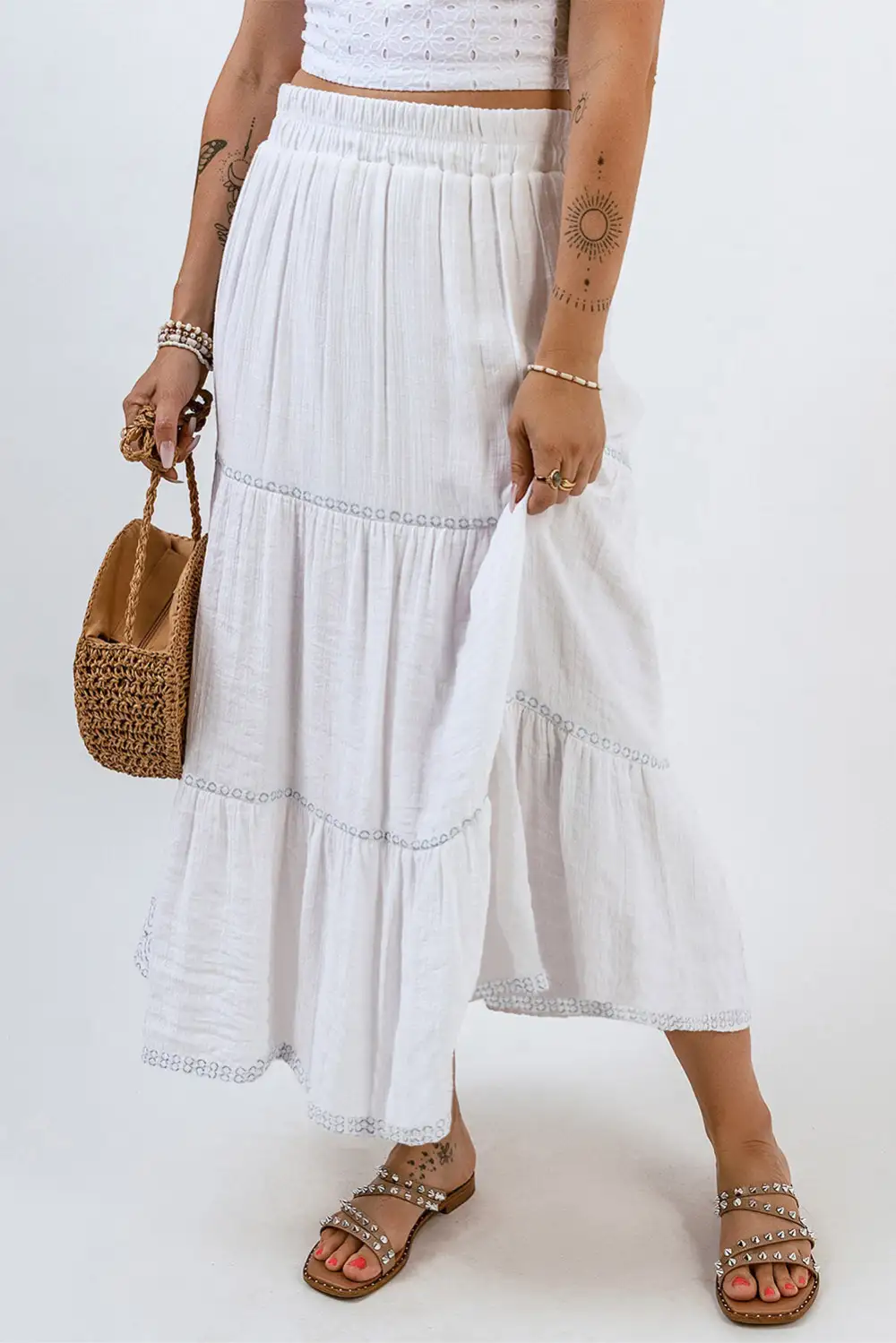 Maxi High Waist Lace Skirt
