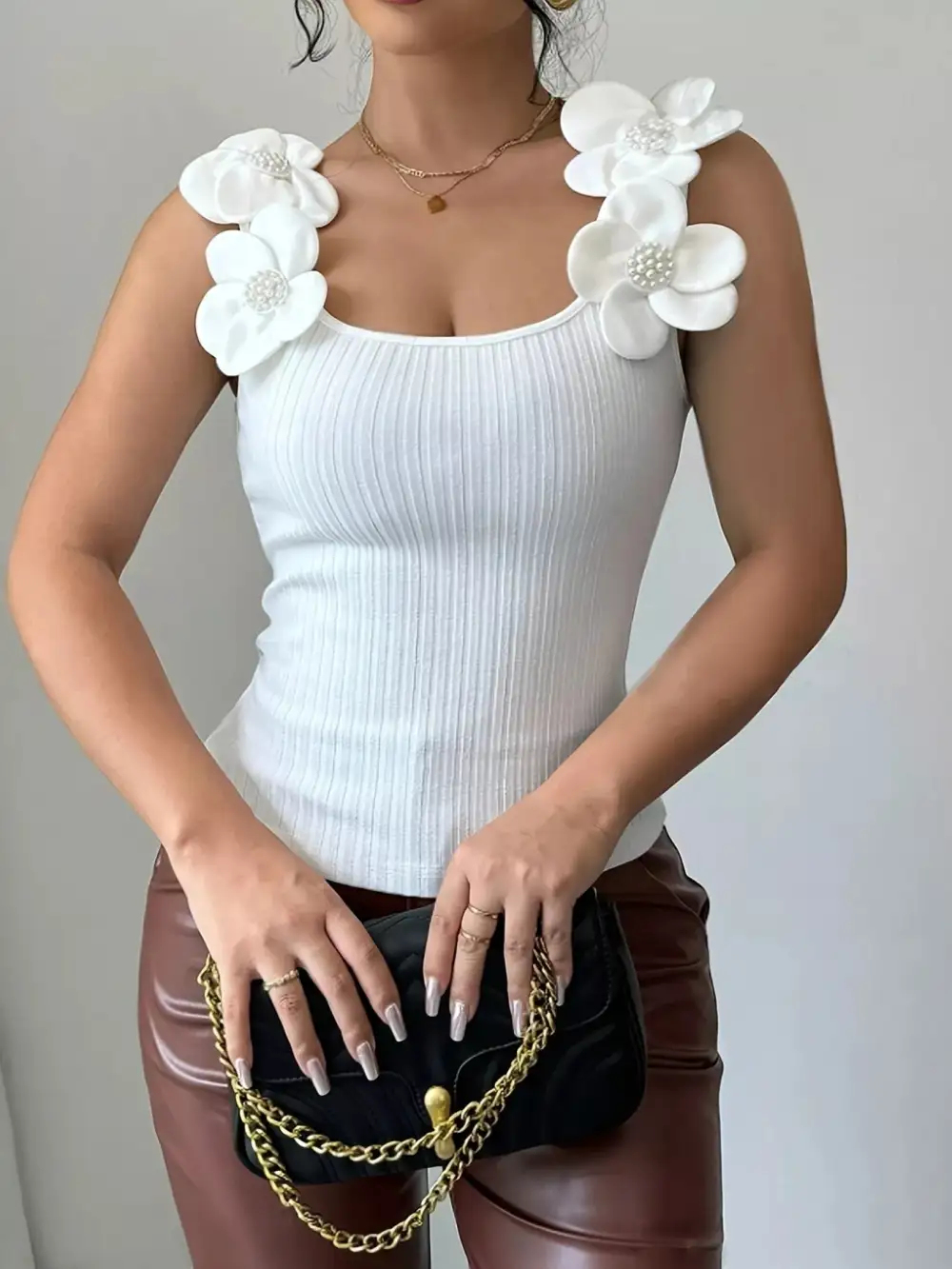Applique Ribbed Tank Top