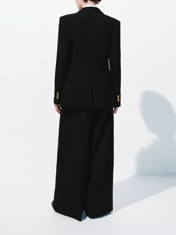 Ladies Black Straight-Waisted Commuter Style Suit Trousers