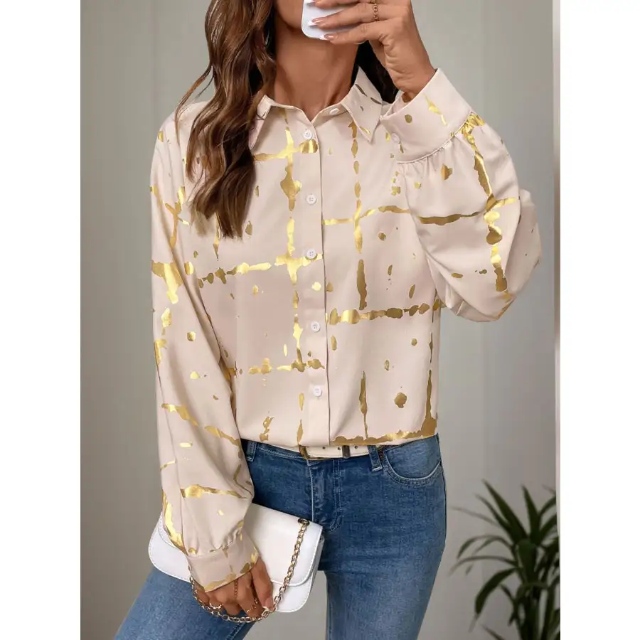 Minimal Collared Print Collared Shirt