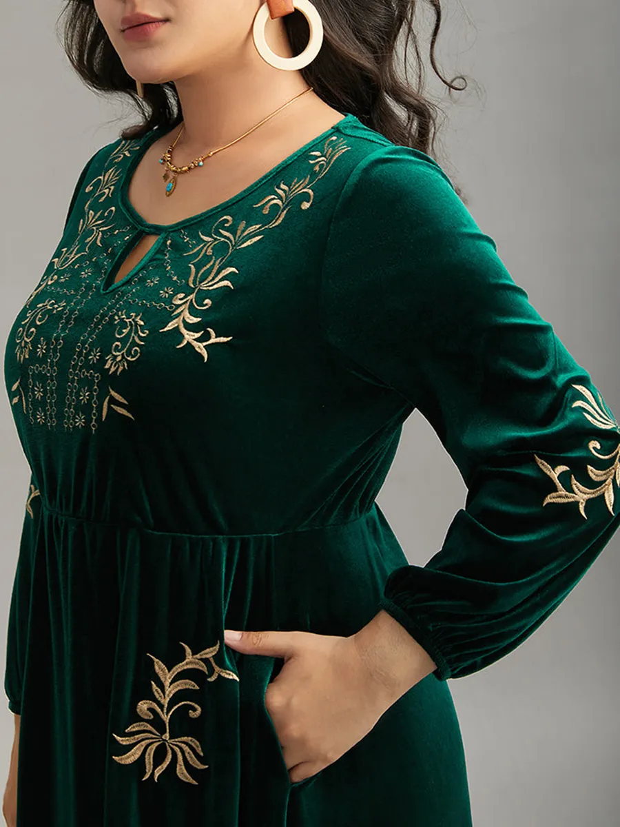 Elegant Senior Velvet Embroidered Dress