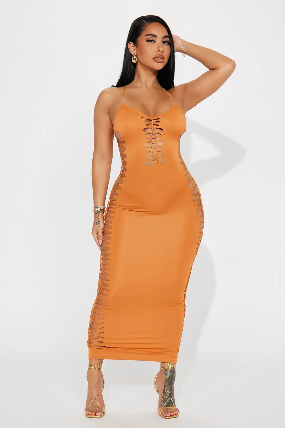 Bailey Braided Midi Dress - Rust