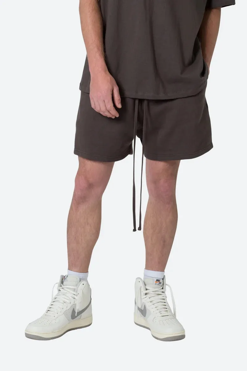 DARK BROWN ELASTIC WAIST LOUNGE SHORTS