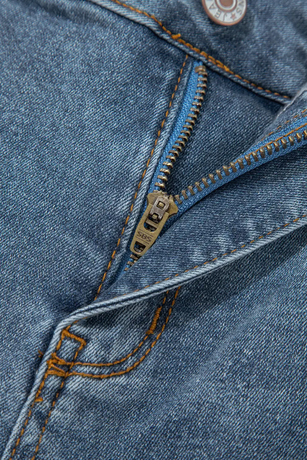 Button High Waist Piping Trim Bootcut Jeans