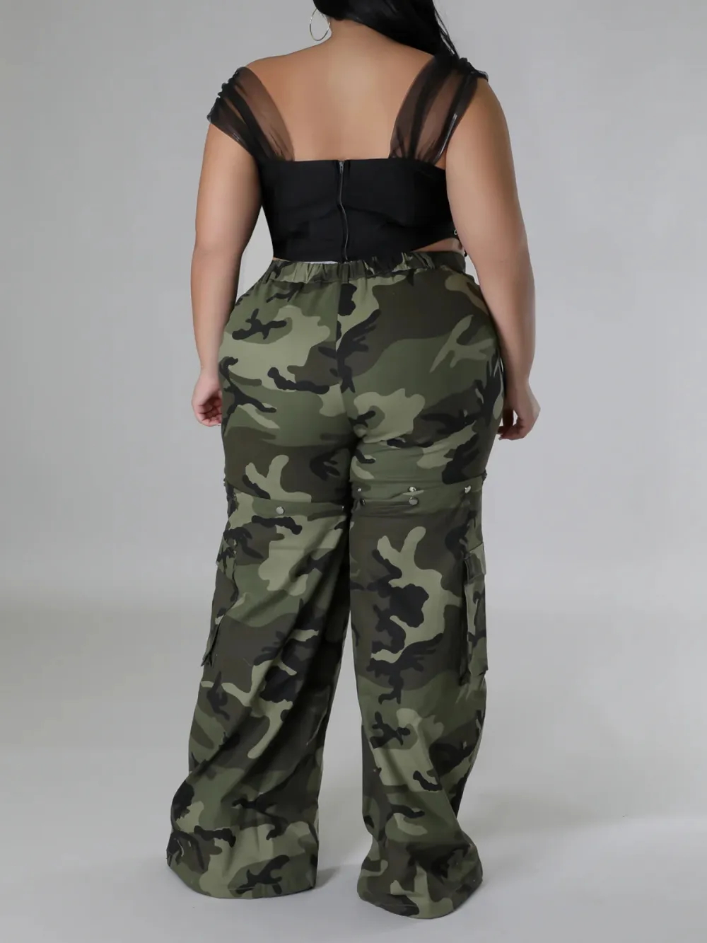 Plus-Size Fashion Women'S Detachable Camouflage Pants