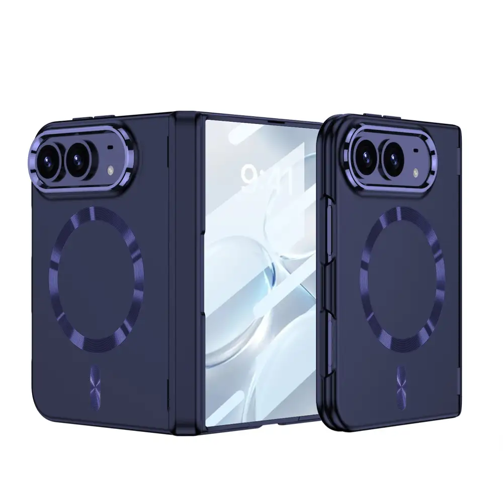 iPhone Duo - Magnetic Hinge Protection Fashion Cover Built-in Tempered Glass Film & Magnetic Ring